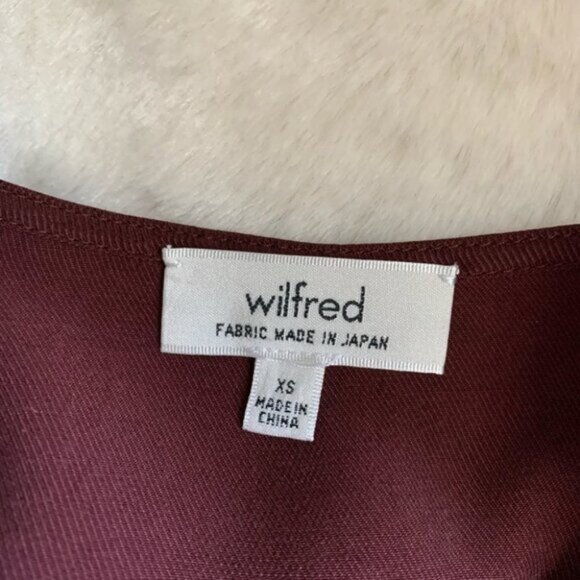 Wilfred Aritzia Anemone Blouse Wrap Tie Up Belted V-neck Truffle Maroon Size XS - Picture 10 of 16
